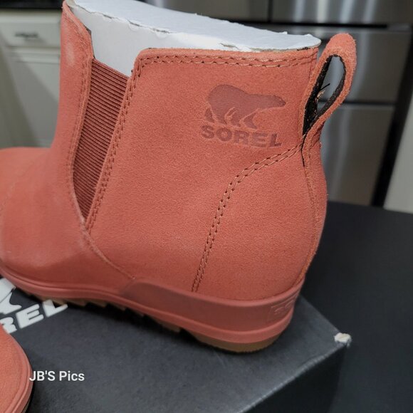 Sorel Evie Pull On Wedge Booties Warp Red Womens Waterproof Rain Boot BRAND NEW - Picture 13 of 16